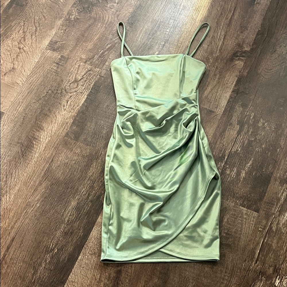 Windsor Sage Satin Mini Dress